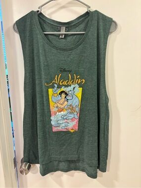 Disney Aladdin Graphic Tank - Heather Forest Green with Multicolor Print